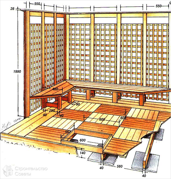 Чертеж деревянной террасы